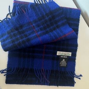 Blue and Black Tartan Wool Scarf